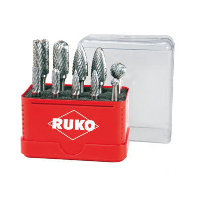 Set of tungsten carbide rotary burrs in mini-box