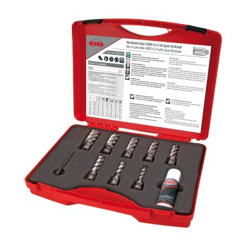 Set of core drills HSS Co 5 with Quick IN-shank, in plastic case