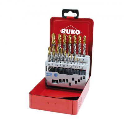 Twist drill set DIN 338 type N HSS G TiN ground in steel case